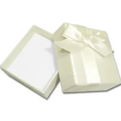 Anhänger Etuis|Ohrring Etuis|Elfen Schmuck Etui für Schmuck creme mit Prägung 50 x 55 x 31 mm