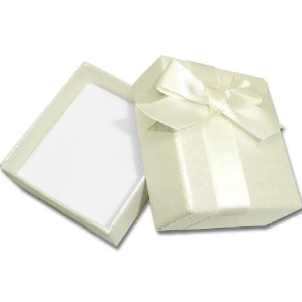 Anhänger Etuis|Ohrring Etuis|Elfen Schmuck Etui für Schmuck creme mit Prägung 50 x 55 x 31 mm
