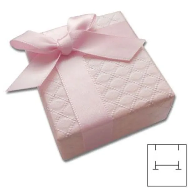 Anhänger Etuis|Ohrring Etuis|Elfen Schmuck Etui für Schmuck rosa mit Prägung 50 x 55 x 31 mm
