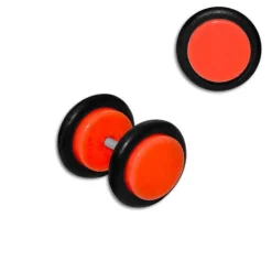 Fake Plugs|Ohrstecker|Elfen Schmuck Fake Plug neon orange 11 mm Edelstahl Kunststoff Gummi 1 Stück