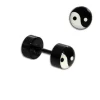 Fake Plugs|Ohrstecker|Elfen Schmuck Fake Plug Yin Yang schwarz 6 mm Edelstahl 1 Stück