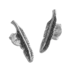 Ohrstecker|Silber Ohrstecker|Elfen Schmuck Feder Ohrstecker 925 Silber