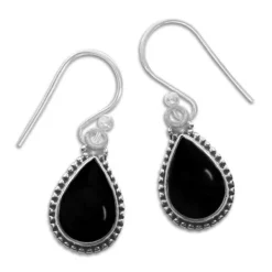 Ohrhänger|Edelstein Ohrringe|Elfen Schmuck Filigrane Onyx Tropfen Ohrringe schwarz 925 Silber