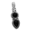 Anhänger Für Damen|Edelstein Anhänger In Silber|Elfen Schmuck Filigraner Onyx Anhänger mit 2 Steinen 925 Silber
