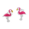 Ohrstecker|Silber Ohrstecker|Elfen Schmuck Flamingo Ohrstecker pink mit Kristall Auge 925 Silber