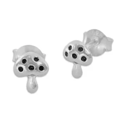 Ohrstecker|Ohrstecker|Elfen Schmuck Fliegenpilz Ohrstecker geschwärzt 925 Silber
