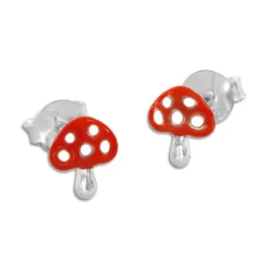 Ohrstecker|Silber Ohrstecker|Elfen Schmuck Fliegenpilz Ohrstecker rot weiß 925 Silber