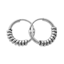 Creolen|Creolen|Elfen Schmuck Gedrehte Bali Creolen 925 Silber 12 mm