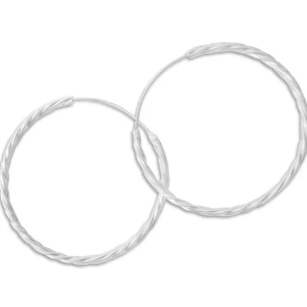 Creolen|Silber Creolen|Elfen Schmuck Gedrehte Creolen 40 x 2 mm 925 Silber