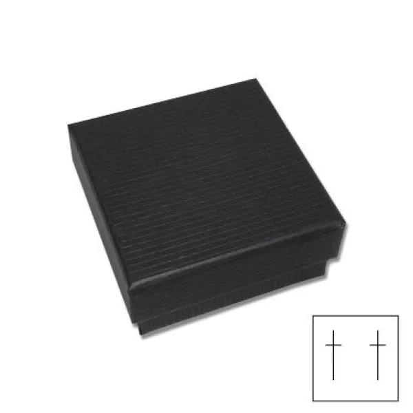 Ohrring Etuis|Elfen Schmuck Geschenkschachtel für Ohrringe schwarz mit Rillen 41 x 41 x 20 mm