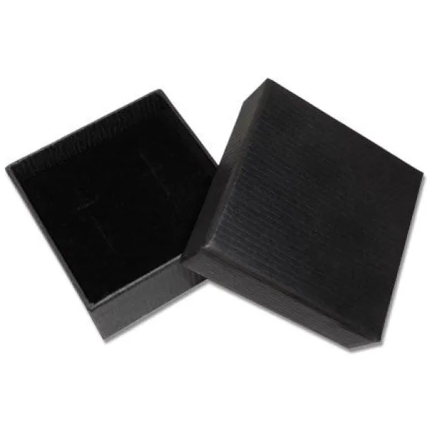 Ohrring Etuis|Elfen Schmuck Geschenkschachtel für Ohrringe schwarz mit Rillen 41 x 41 x 20 mm