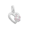 Anhänger Für Kinder|Silber Anhänger|Elfen Schmuck Glücksanhänger für Kinder Herz mit rosa Kleeblatt 925 Silber