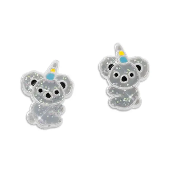 Ohrstecker|Silber Ohrstecker|Elfen Schmuck Glitzernde Ohrstecker Koala mit Horn 925 Silber