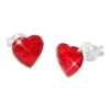 Ohrstecker|Silber Ohrstecker|Elfen Schmuck Glitzer Ohrstecker Herz rot 925 Silber