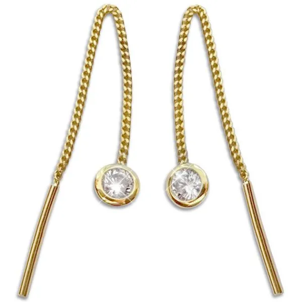 Durchzieher|Elfen Schmuck Gold Ohrringe zum Durchziehen mit Zirkonia 333 Gold