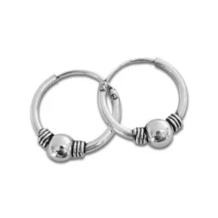 Creolen|Creolen|Elfen Schmuck Gothiccreolen mit Kugel 925 Silber 12 mm