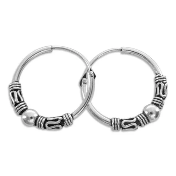 Creolen|Creolen|Elfen Schmuck Gothic Creolen 15 mm mit Kugeln 925 Silber