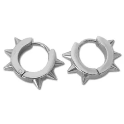 Klapp-creolen|Klapp-creolen|Elfen Schmuck Gothic Klapp-Creolen mit Spikes Edelstahl silber