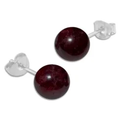 Ohrstecker|Edelstein Ohrringe|Elfen Schmuck Granat Ohrstecker 8 mm 925 Silber