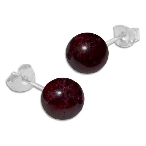 Ohrstecker|Edelstein Ohrringe|Elfen Schmuck Granat Ohrstecker 8 mm 925 Silber