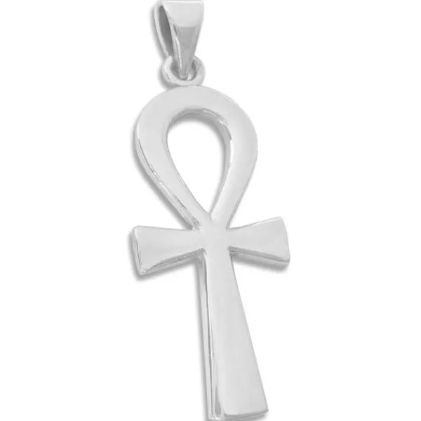 Anhänger Für Herren|Silber Anhänger|Elfen Schmuck Großer Ankh Kreuz Anhänger 38 mm 925 Silber
