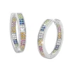 Klapp-creolen|Silber Klapp-Creolen|Elfen Schmuck Große Regenbogen Creolen mit bunten Strass Steinen 925 Silber