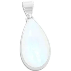 Anhänger Für Damen|Edelstein Anhänger In Silber|Elfen Schmuck Großer Regenbogen Mondstein Tropfen Anhänger 925 Silber