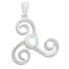 Anhänger Für Damen|Edelstein Anhänger In Silber|Elfen Schmuck Großer Triskele Anhänger mit Mondstein 925 Silber