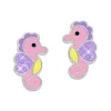 Ohrstecker|Silber Ohrstecker|Elfen Schmuck Große Seepferdchen Glitzer Ohrringe rosa lila 925 Silber