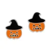 Ohrstecker|Silber Ohrstecker|Elfen Schmuck Halloween Kürbis Ohrstecker mit schwarzem Hexenhut 925 Silber