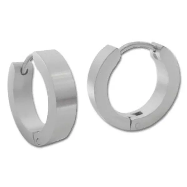 Klapp-creolen|Klapp-Creolen|Elfen Schmuck Herrenohrringe Edelstahl Creolen 16 x 4 mm matt