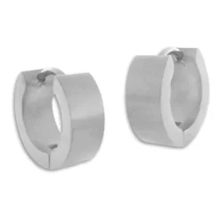 Klapp-creolen|Klapp-Creolen|Elfen Schmuck Herren Ohrringe Edelstahl Creolen mattiert 13 x 5 mm