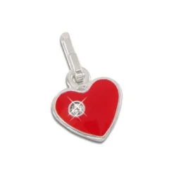Anhänger Für Kinder|Silber Anhänger|Elfen Schmuck Herz Anhänger rot mit Strass Stein 925 Silber