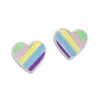 Ohrstecker|Silber Ohrstecker|Elfen Schmuck Herz Ohrstecker mit Regenbogen Streifen pastell 925 Silber