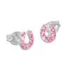 Ohrstecker|Silber Ohrstecker|Elfen Schmuck Hufeisen Ohrstecker mit rosa Kristallen 925 Silber