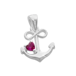 Anhänger Für Damen|Silber Anhänger|Elfen Schmuck Infinity Anker Anhänger mit rubin rotem Herz 925 Silber