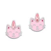 Ohrstecker|Silber Ohrstecker|Elfen Schmuck Katzen Einhorn Ohrstecker rosa mit Strass 925 Silber