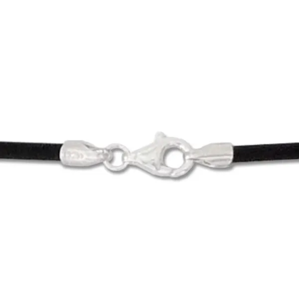 Kinderketten|Damenketten|Elfen Schmuck Kautschukband 2 mm schwarz 40 cm mit 925 Silber Verschluss