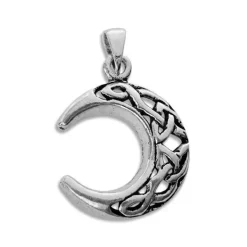 Anhänger Für Herren|Anhänger Für Damen|Elfen Schmuck Keltischer Mond Anhänger 925 Silber