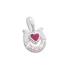 Anhänger Für Kinder|Silber Anhänger|Elfen Schmuck Kinder Anhänger Hufeisen mit Herz und rosa Zirkonia 925 Silber