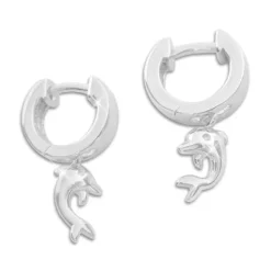 Klapp-creolen|Silber Klapp-Creolen|Elfen Schmuck Kindercreolen mit Delphin Anhängern 925 Silber