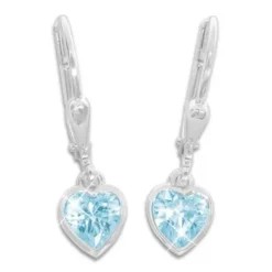 Ohrhänger|Silber Ohrhänger|Elfen Schmuck Kinder Herz Ohrringe hängend aquamarin blau 925 Silber