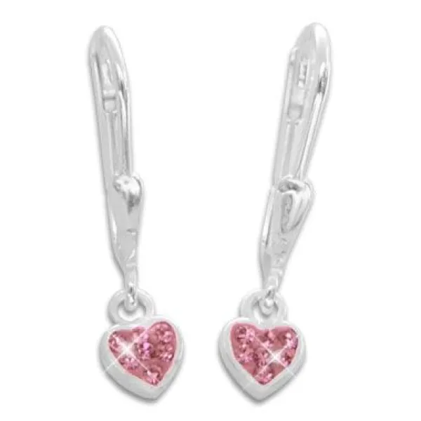 Ohrhänger|Silber Ohrhänger|Elfen Schmuck Kinder Ohrringe Herz Brisur altrosa 925 Silber