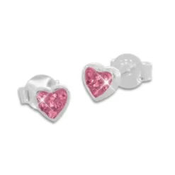 Ohrstecker|Silber Ohrstecker|Elfen Schmuck Kinder Ohrringe Herz Ohrstecker altrosa 925 Silber