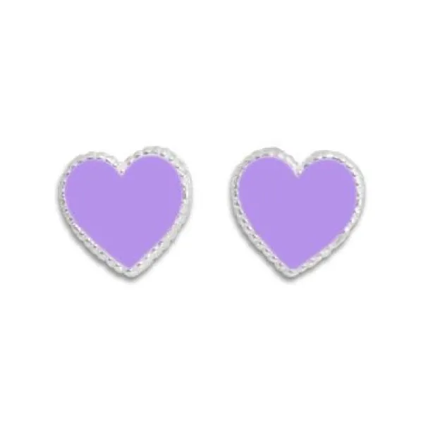 Ohrstecker|Silber Ohrstecker|Elfen Schmuck Kinder Ohrringe lila Herz Ohrstecker 925 Silber