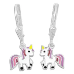 Ohrhänger|Silber Ohrhänger|Elfen Schmuck Kinder Ohrringe mit Einhörnern lila rosa rot 925 Silber