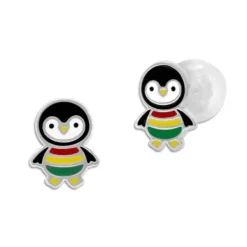 Ohrstecker|Silber Ohrstecker|Elfen Schmuck Kinder Ohrringe Pinguin mit Ringelpulli 925 Silber