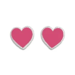 Ohrstecker|Silber Ohrstecker|Elfen Schmuck Kinder Ohrringe pinke Herz Ohrstecker 925 Silber