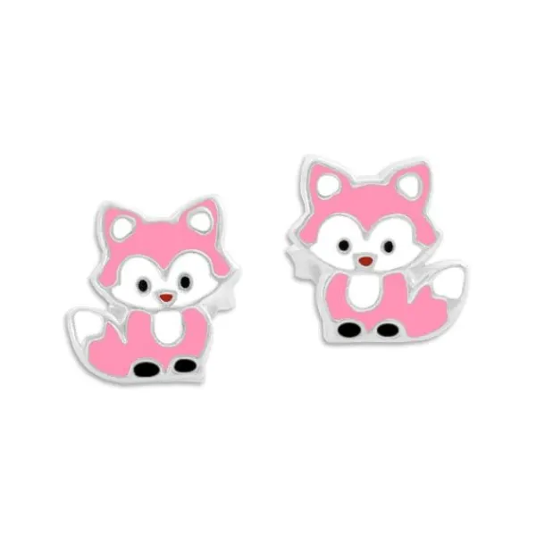Ohrstecker|Silber Ohrstecker|Elfen Schmuck Kinder Ohrringe rosa Füchse 925 Silber