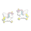 Ohrstecker|Silber Ohrstecker|Elfen Schmuck Kinder Ohrringe springendes Einhorn mit Glitzer 925 Silber